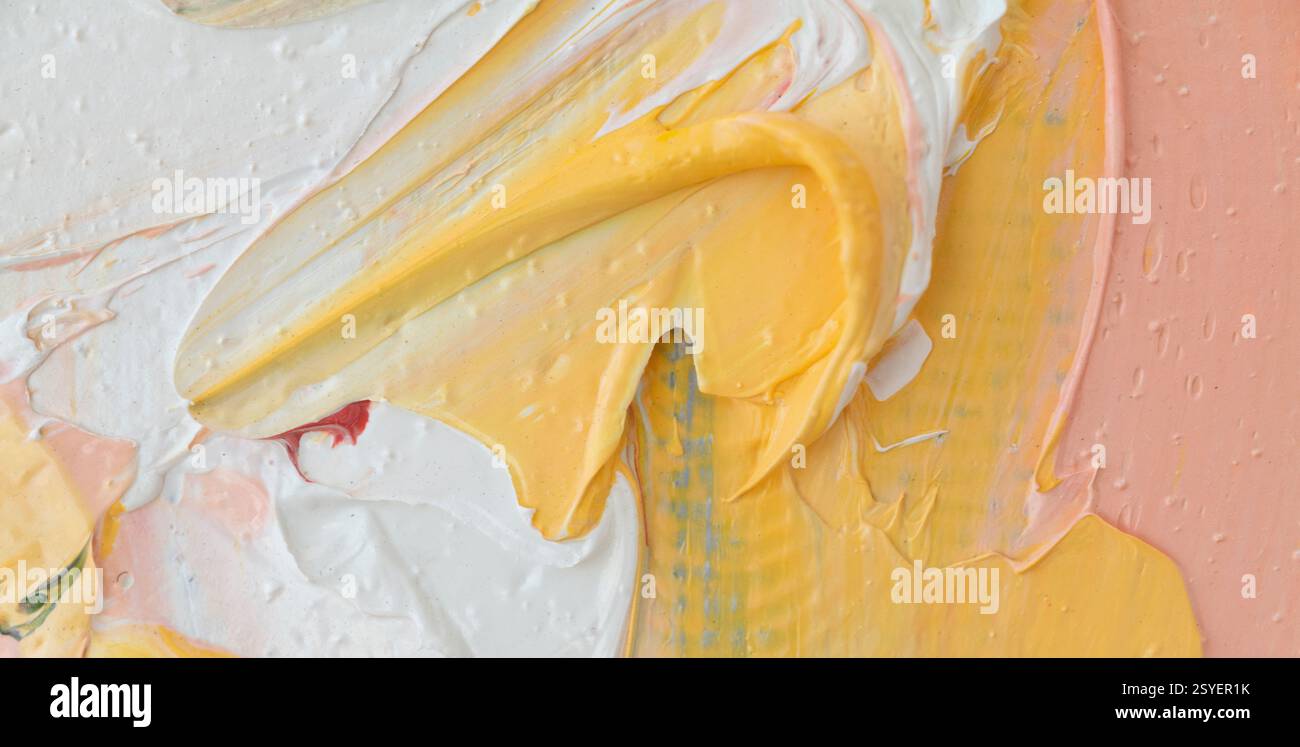 Esplorando le texture e i colori vivaci nei frammenti di pittura a olio della palette Foto Stock