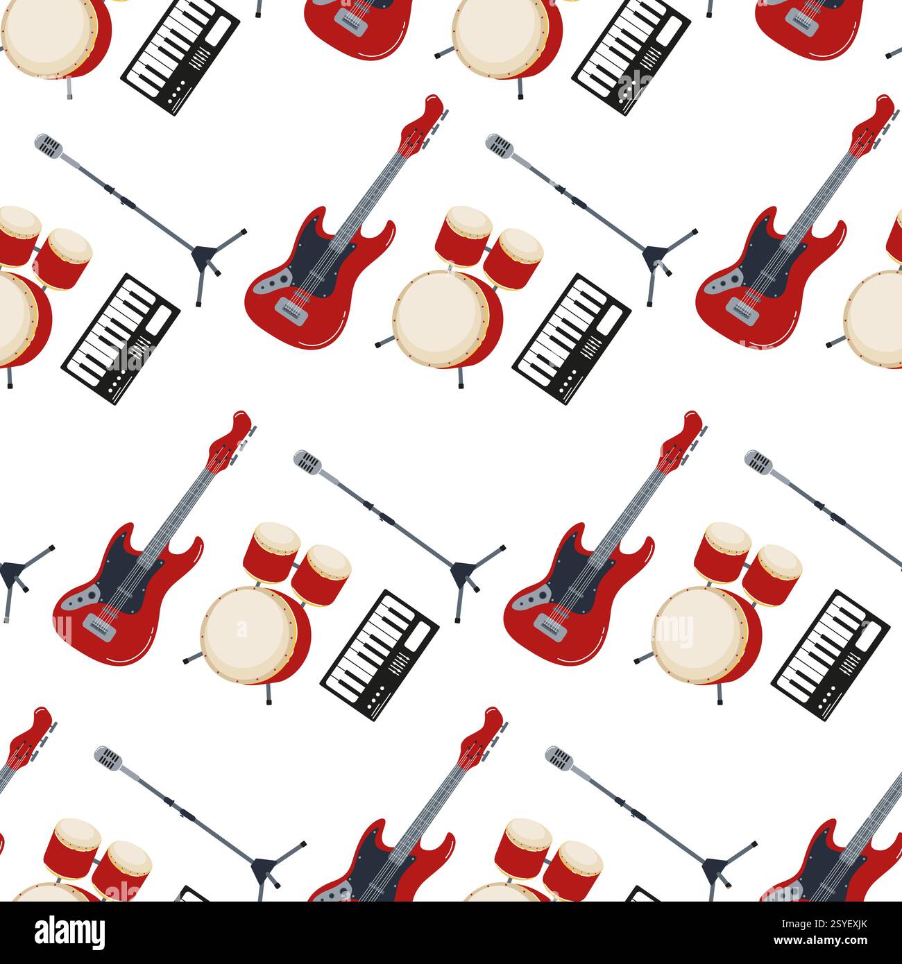 Strumenti musicali con un motivo vibrante per disegni artistici creativi Illustrazione Vettoriale