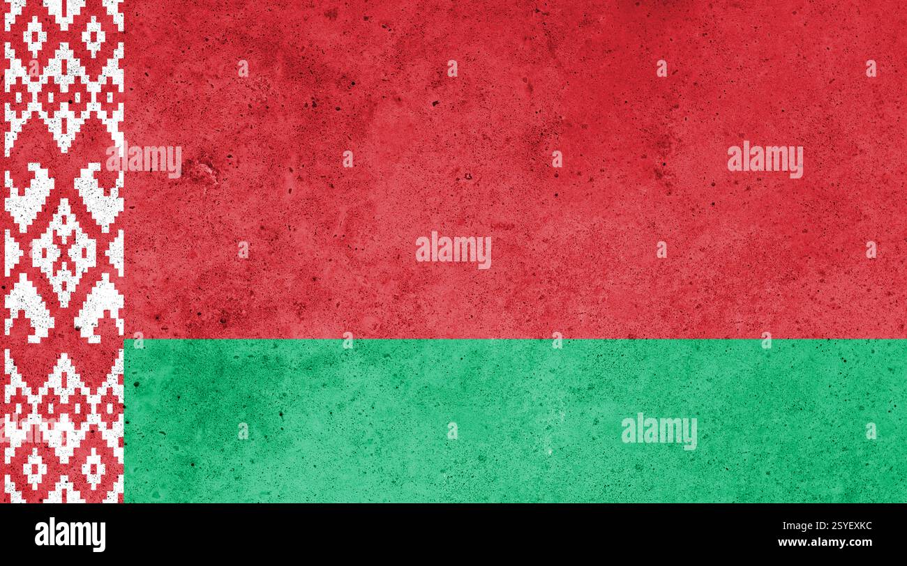 Bandiera della Bielorussia dipinta sul muro di cemento Foto Stock
