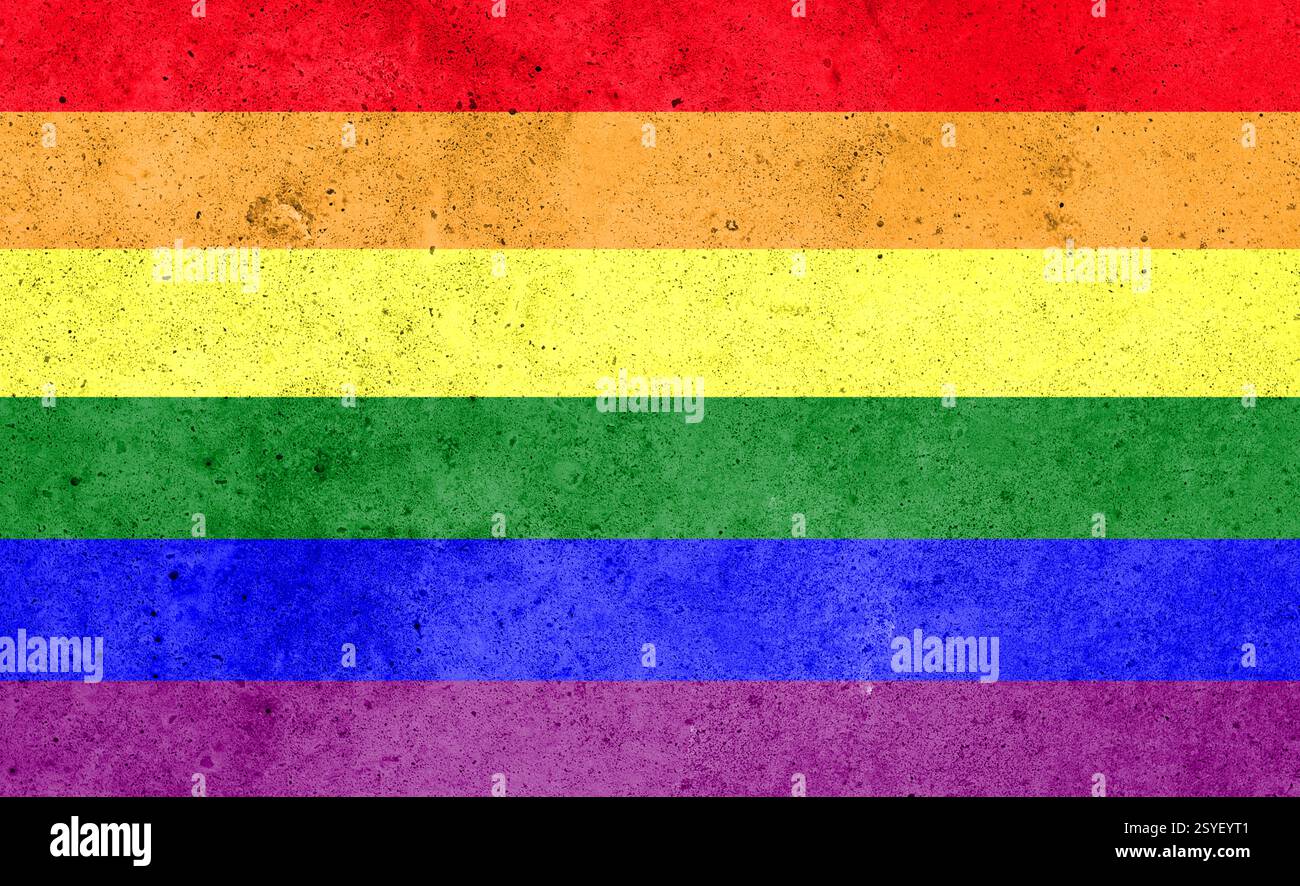 Bandiera di LGBT dipinta sul muro di cemento Foto Stock