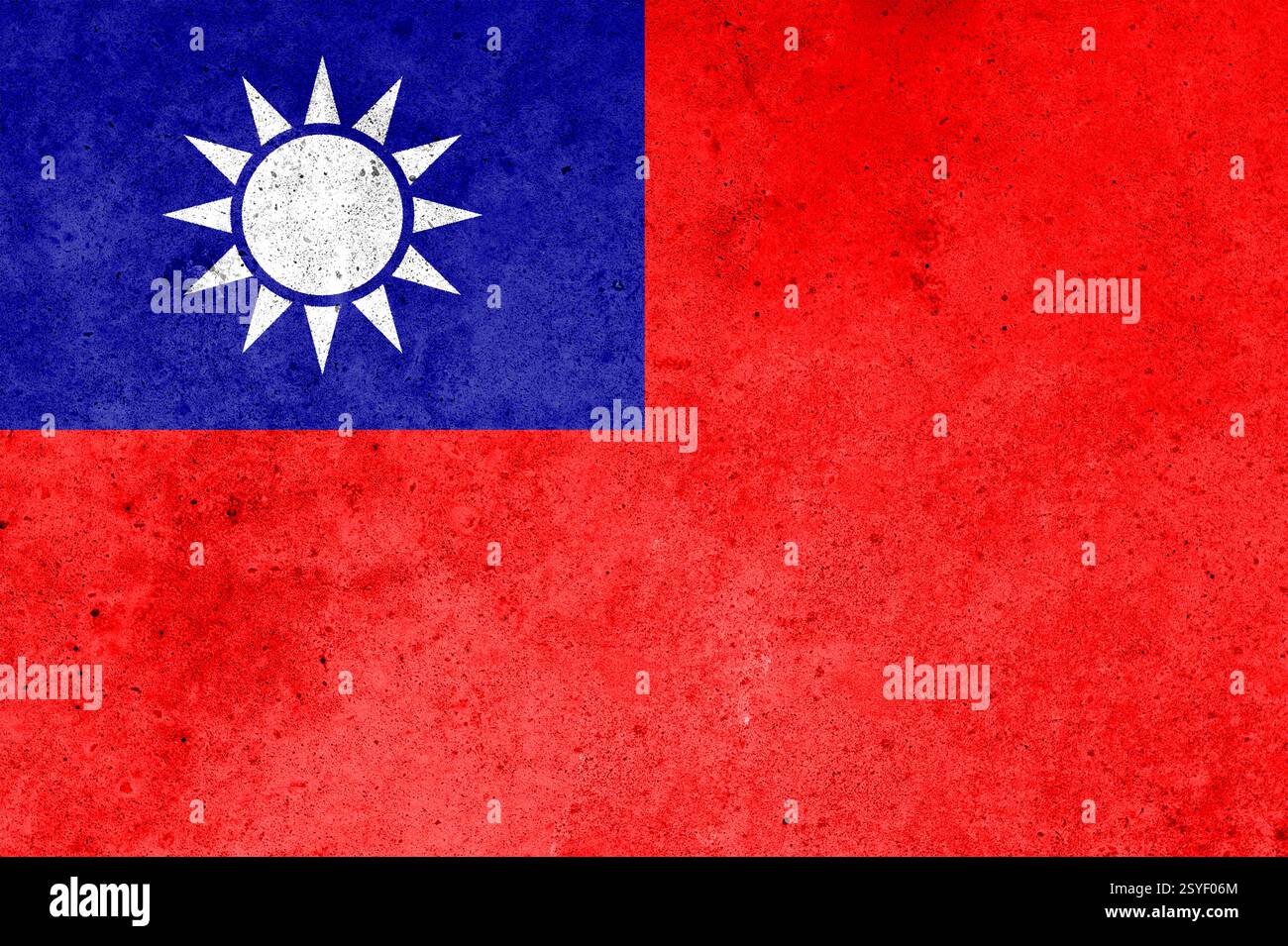Bandiera di Taiwan dipinta sul muro di cemento Foto Stock