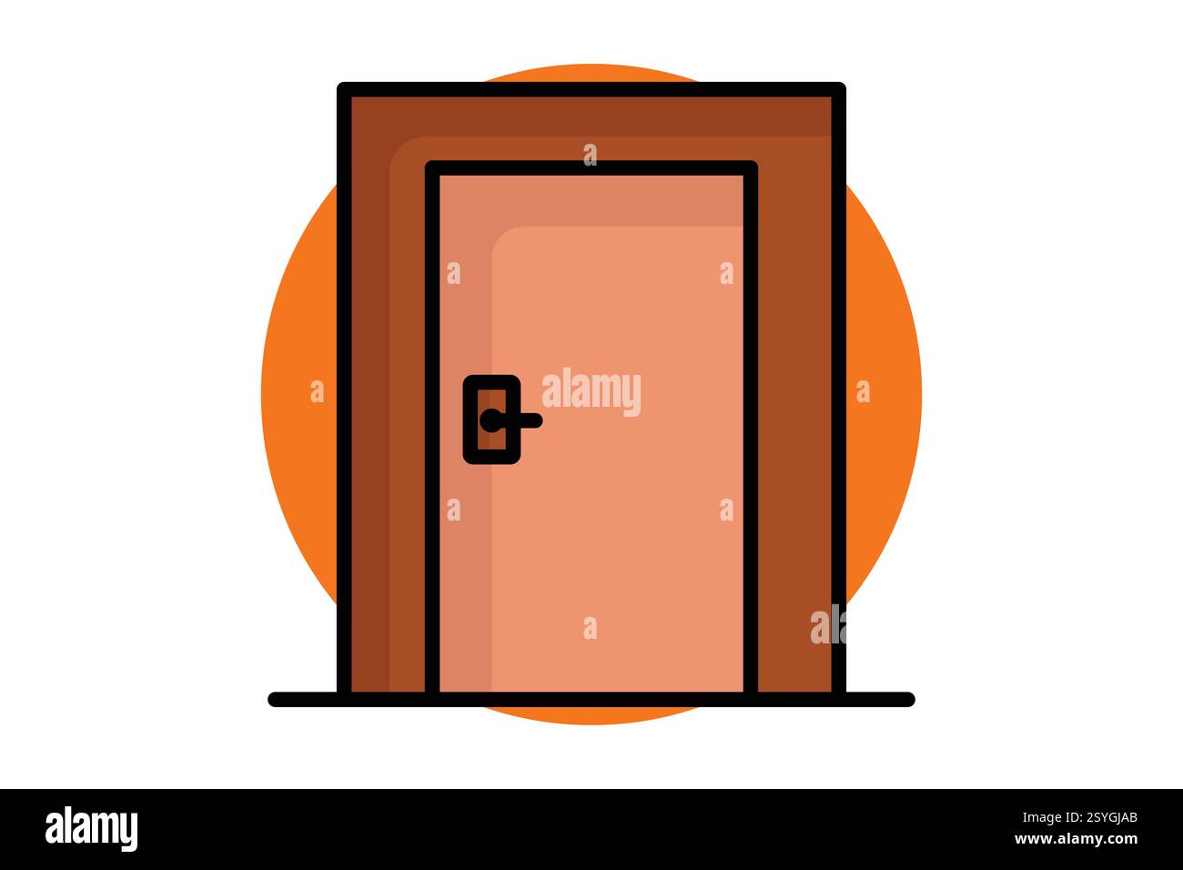 Icona della porta. stile icona contorno colorato. icona relativa ai mobili. illustrazione vettoriale degli elementi del mobile Illustrazione Vettoriale