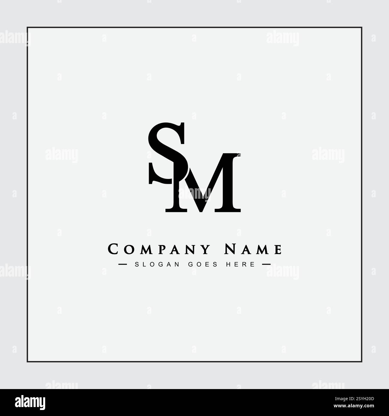Modello vettoriale per lettera iniziale Logo SM - elegante logo monogramma per alfabeti S e M. Illustrazione Vettoriale