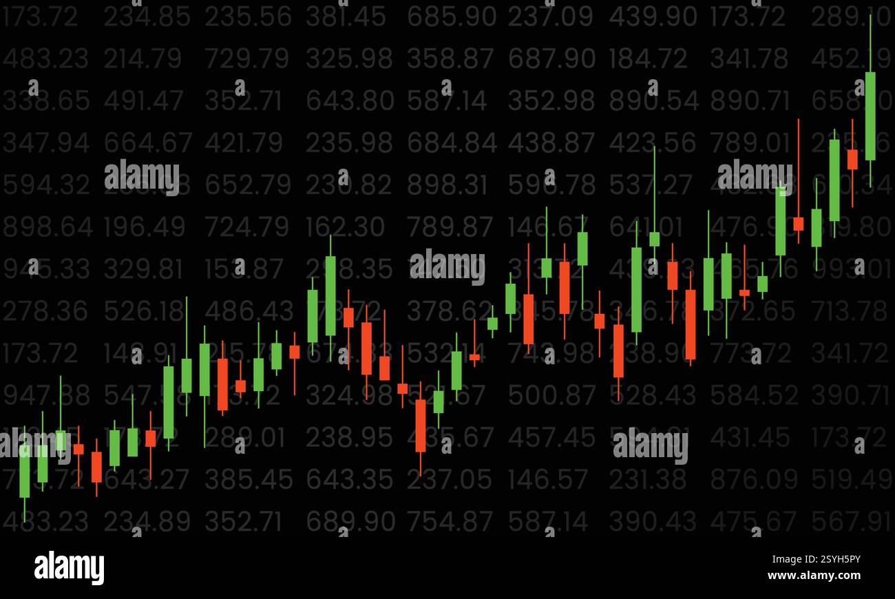 Forex statistiche candela, dati economici in borsa del commercio finanziario vettore di fondo. Illustrazione Vettoriale
