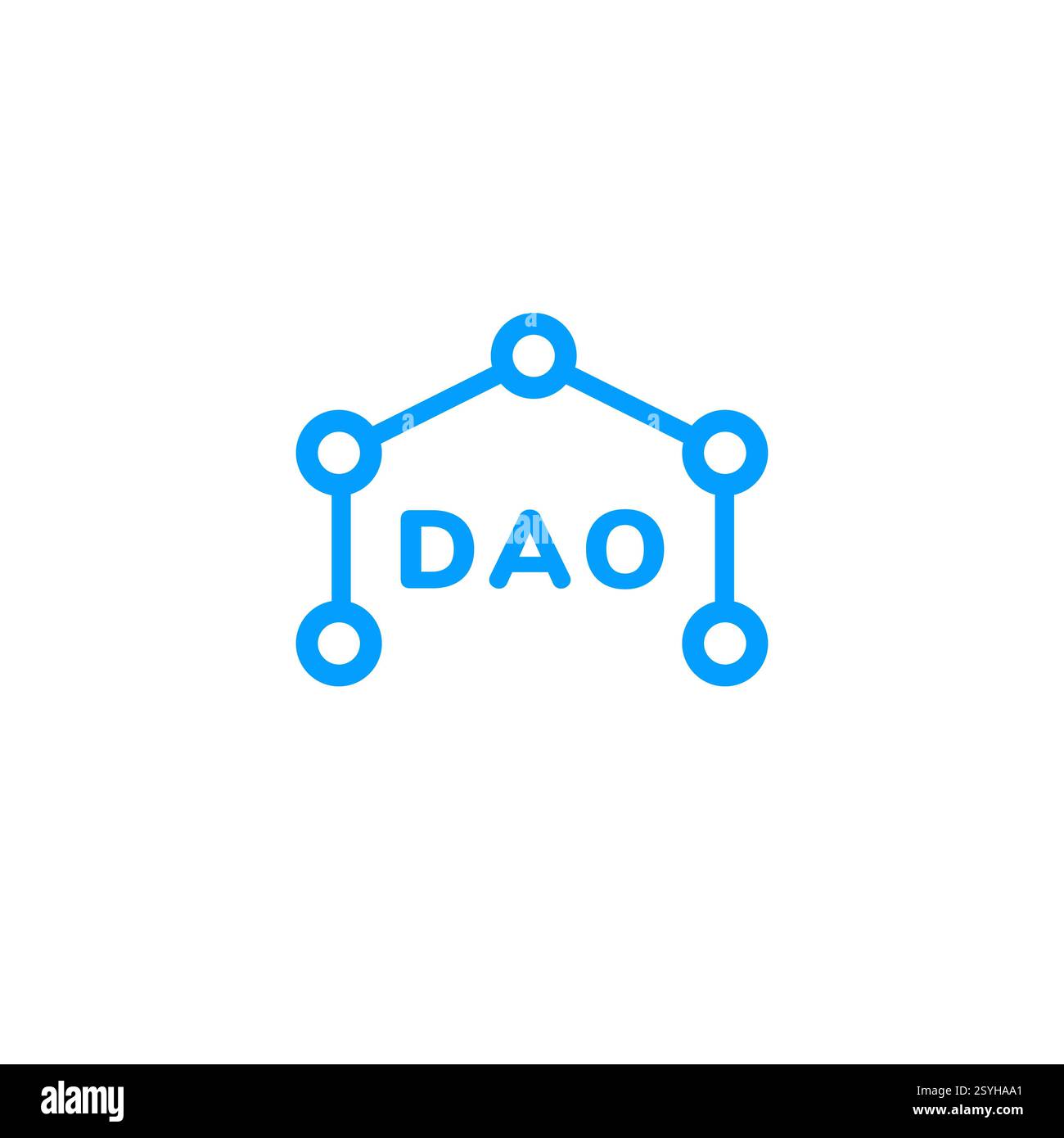 Simbolo DAO con linee collegate e lettere in grassetto in un design semplice Foto Stock