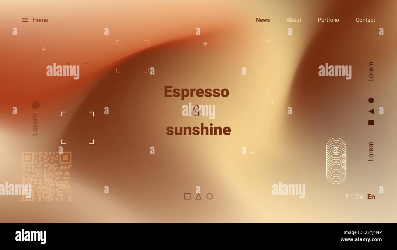 Uno spazio all'aperto sereno pieno di luce solare dispone di un tavolo con un espresso fumante. Le persone si impegnano in conversazioni leggere mentre si godono la richiesta Illustrazione Vettoriale