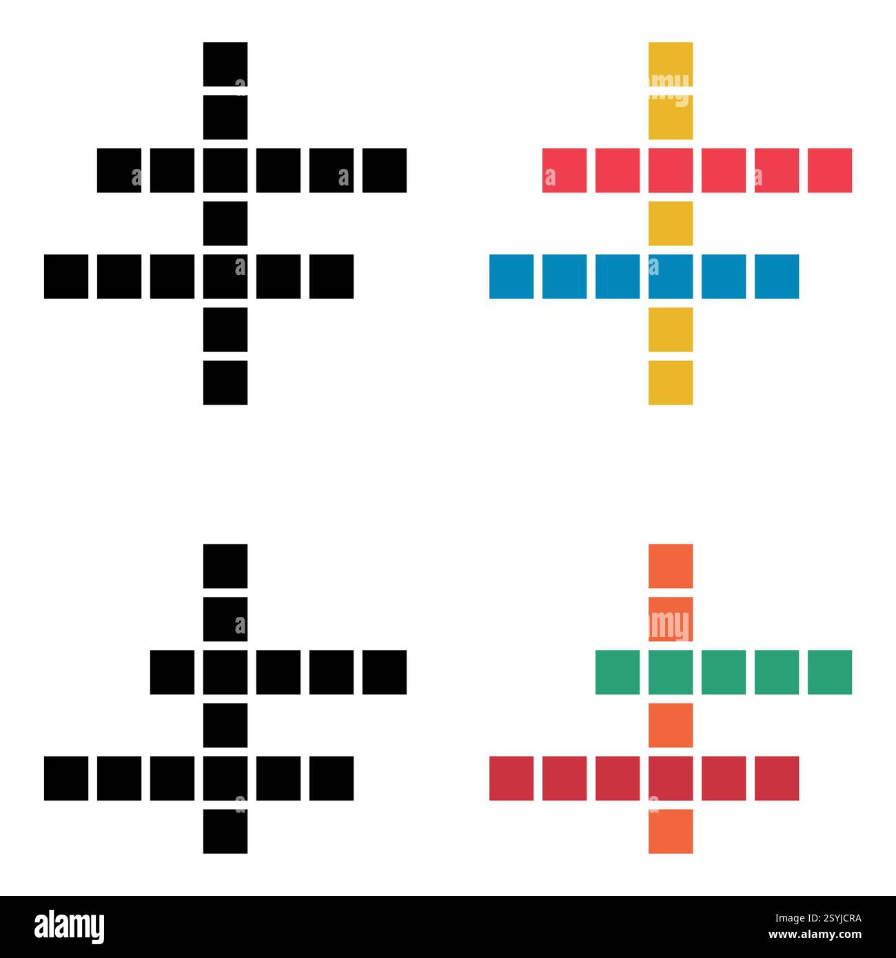 Set di icona concetto Crossword, grafica cross Word, illustrazione vettoriale web flat . Illustrazione Vettoriale