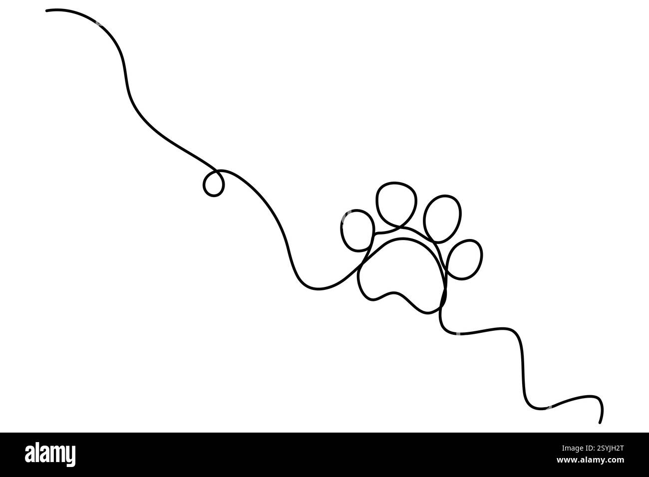 la zampa di cane continua a una linea delinea l'illustrazione vettoriale del modello minimalista Illustrazione Vettoriale