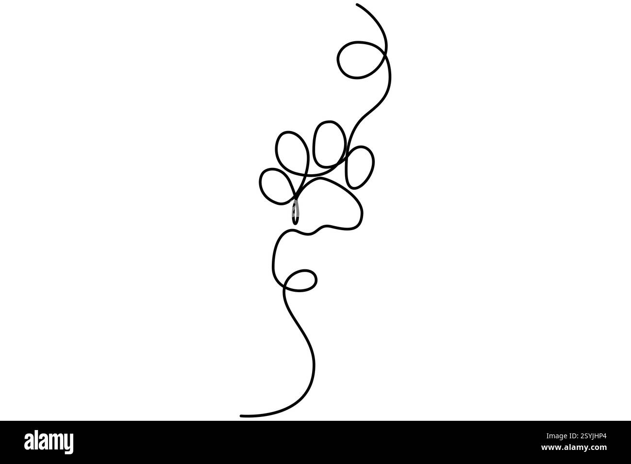 la zampa di cane continua a una linea delinea l'illustrazione vettoriale del modello minimalista Illustrazione Vettoriale