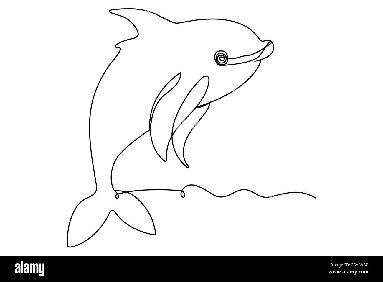 Disegno continuo a linea singola illustrazione minimalista del vettore di linea di schizzo Dolphin Illustrazione Vettoriale