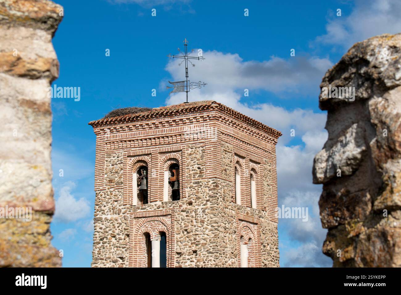 Campanile di Buitrago: Dettagli incorniciati Foto Stock
