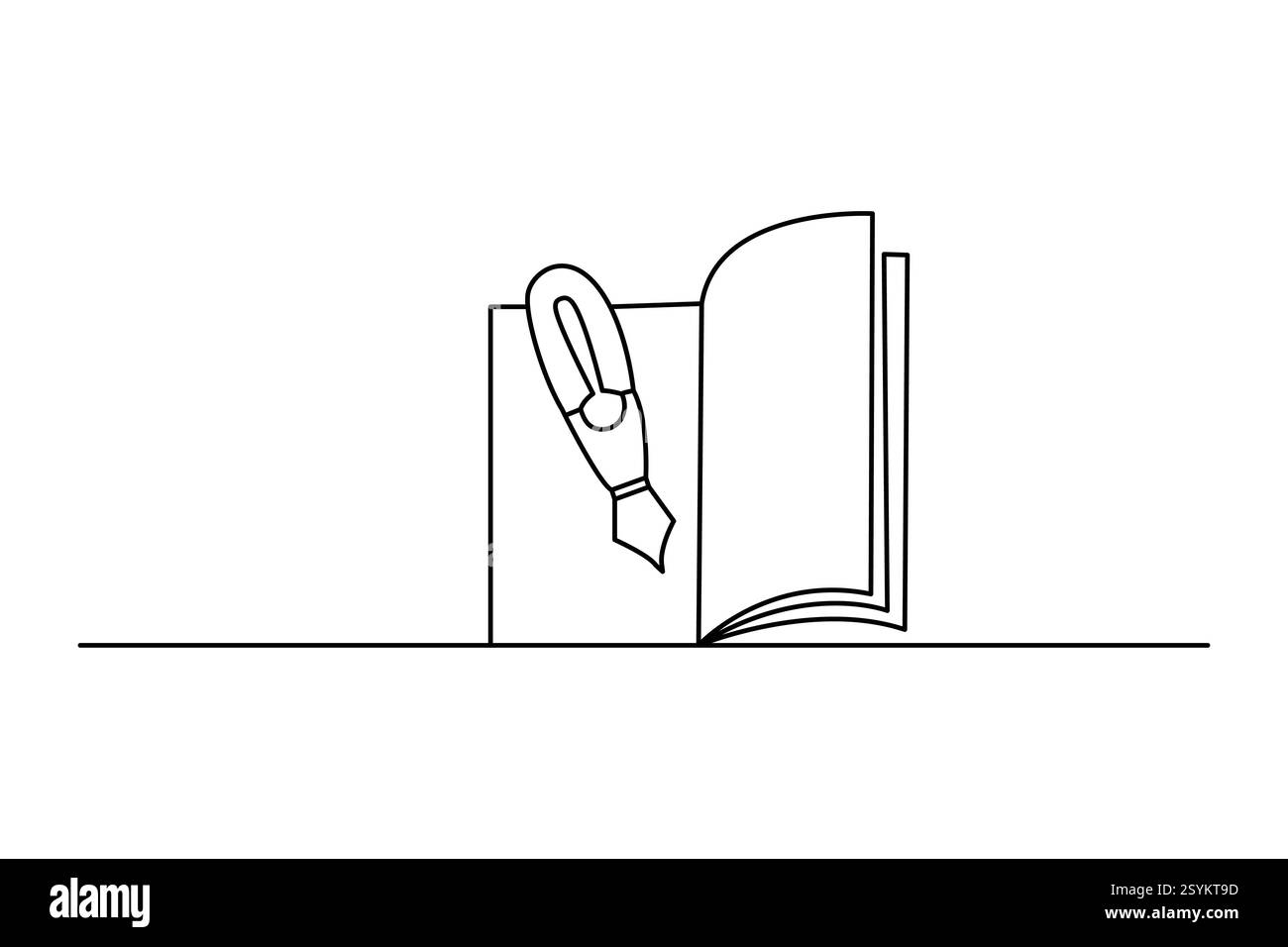Disegno continuo su una linea dell'illustrazione vettoriale isolata di apertura del libro Illustrazione Vettoriale