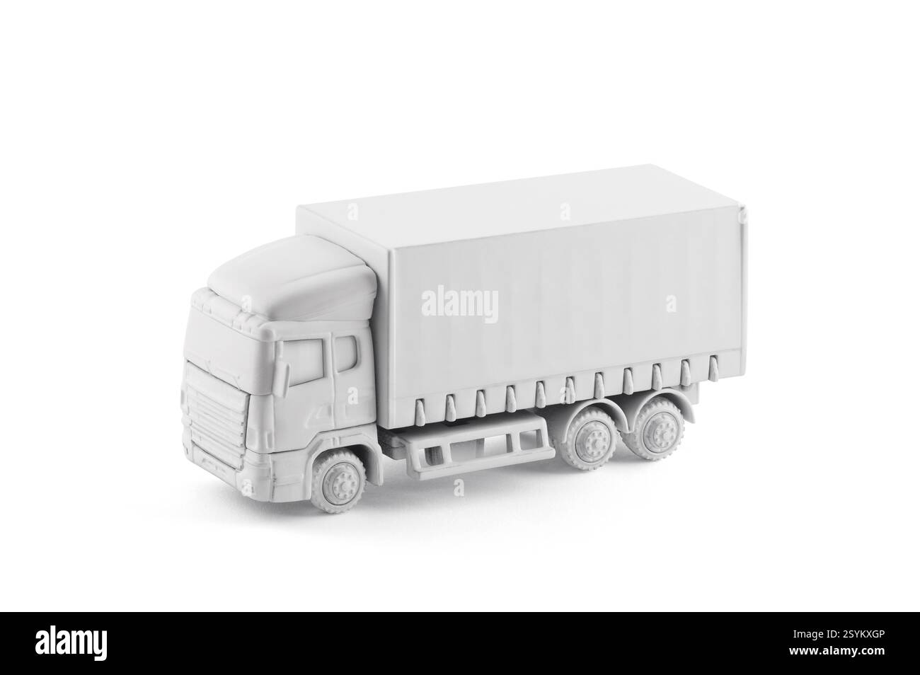 White consegna merci carrello isolato in miniatura su sfondo bianco con tracciato di ritaglio Foto Stock