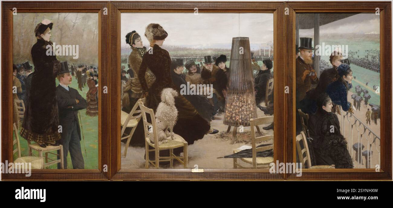 Giuseppe De Nittis (1846-1884), le Corse al Bois de Boulogne, 1881. Foto Stock