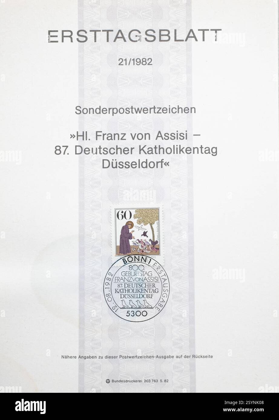 Primo piano di francobolli tedeschi autorizzati dal 1970-1980 con informazioni tecniche Foto Stock