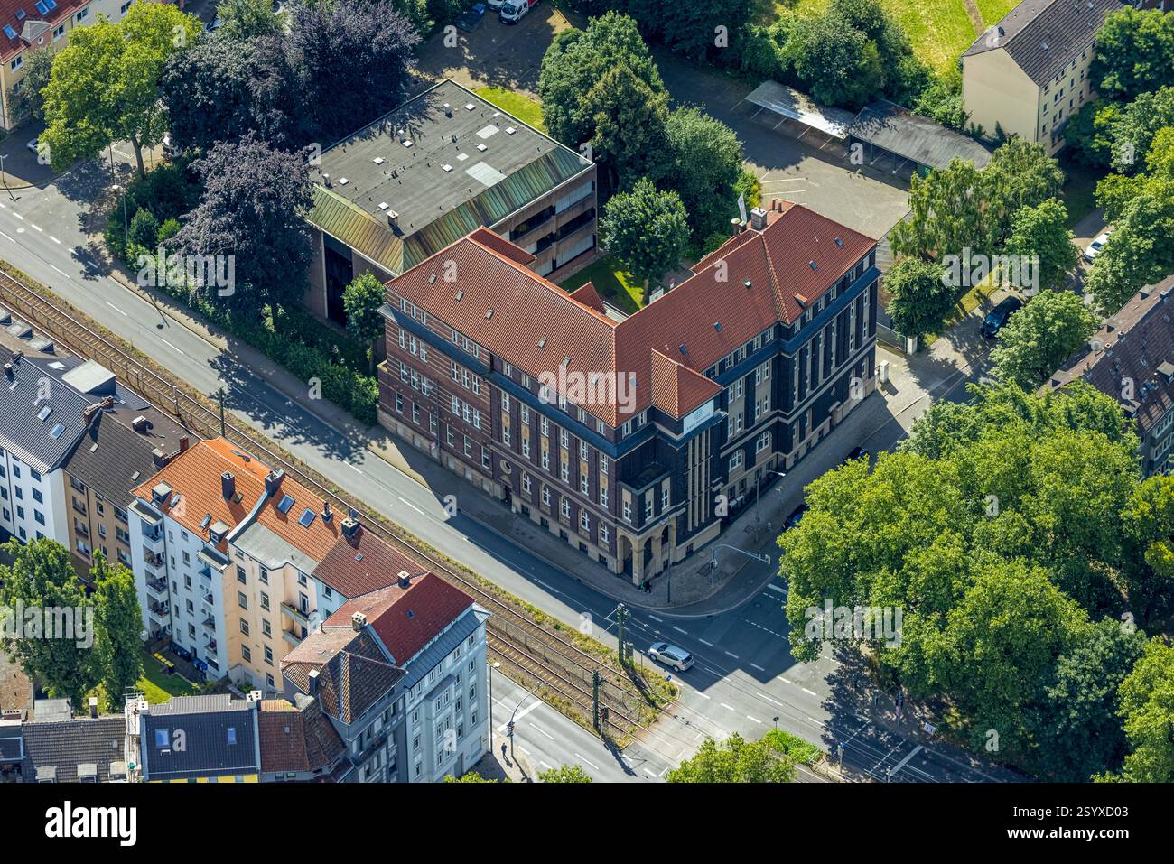 Vista aerea, e-port-Dortmund, edificio per uffici e centro di competenza per la logistica e l'informatica, Mallinckrodtstraße, porto, Dortmund, Ruhr Foto Stock