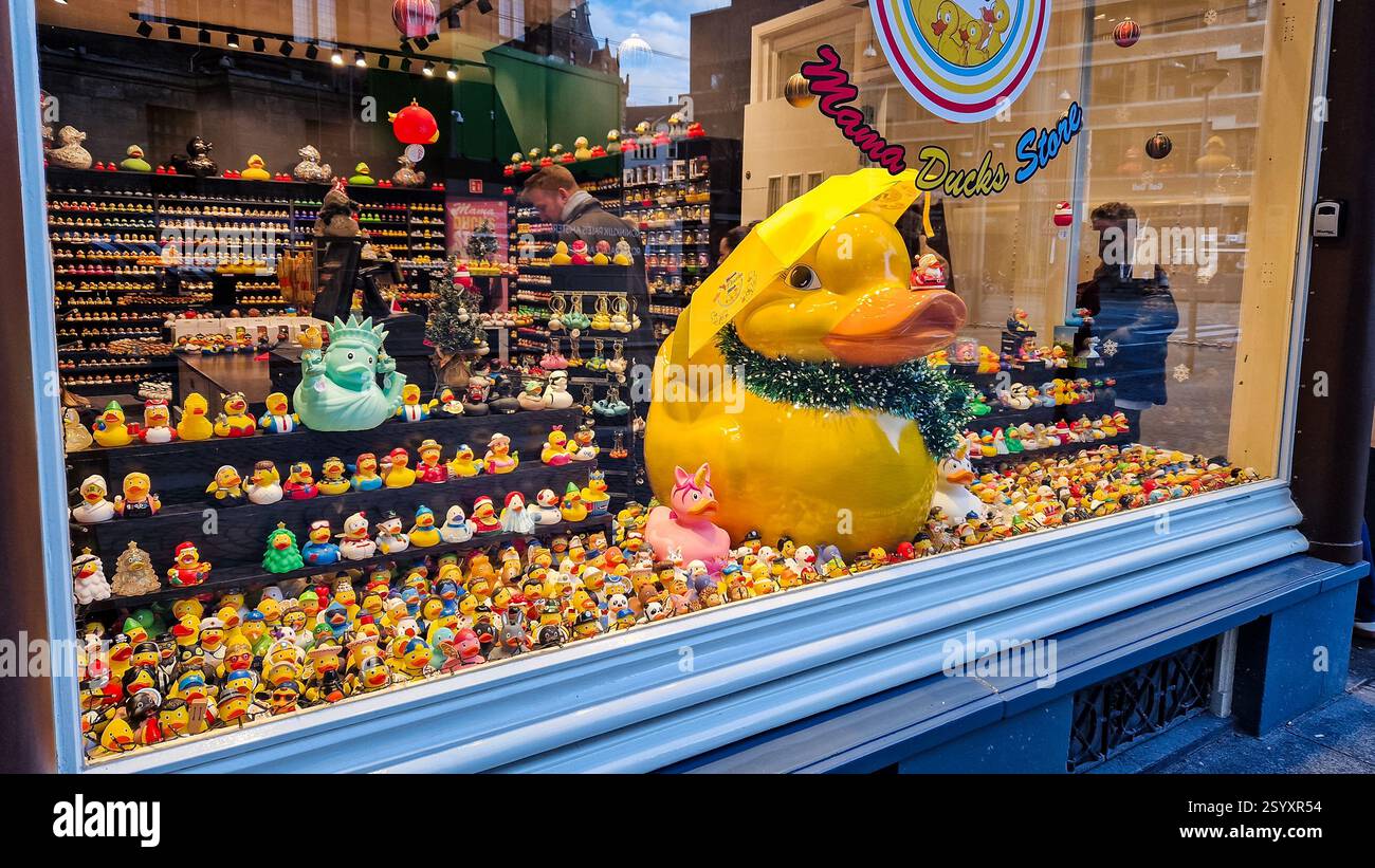 Amsterdam, Paesi Bassi - 3 dicembre 2024: Vetrina del negozio Mama Ducks. Foto Stock