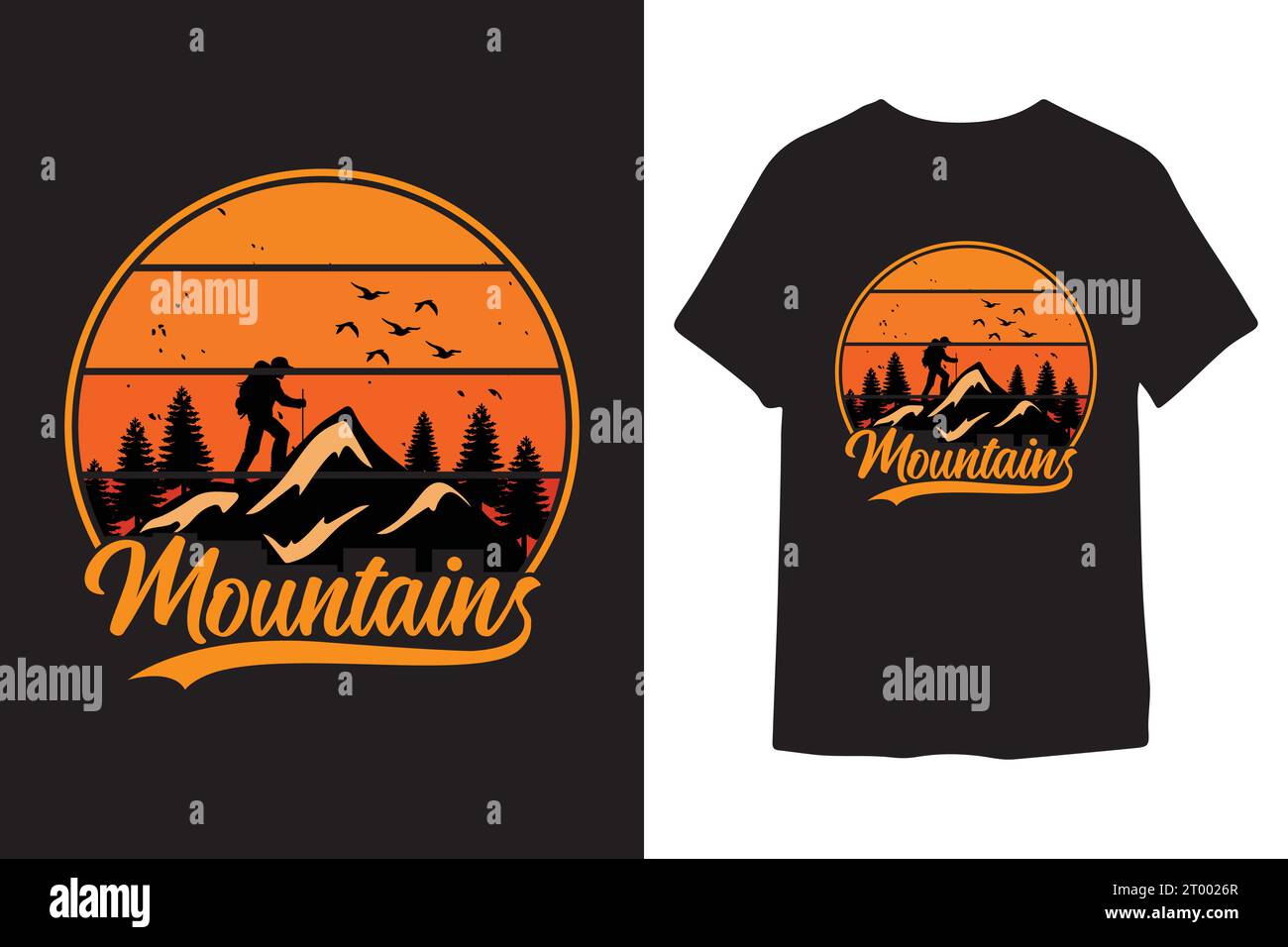 T-Shirt dal design ispirato alle montagne Illustrazione Vettoriale