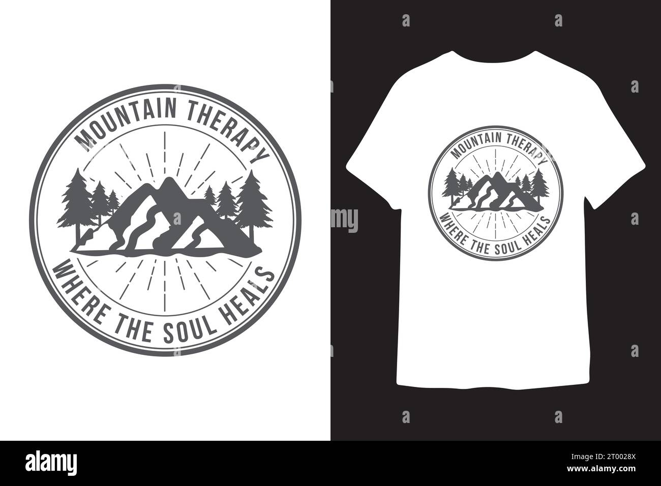 T-Shirt dal design ispirato alle montagne Illustrazione Vettoriale
