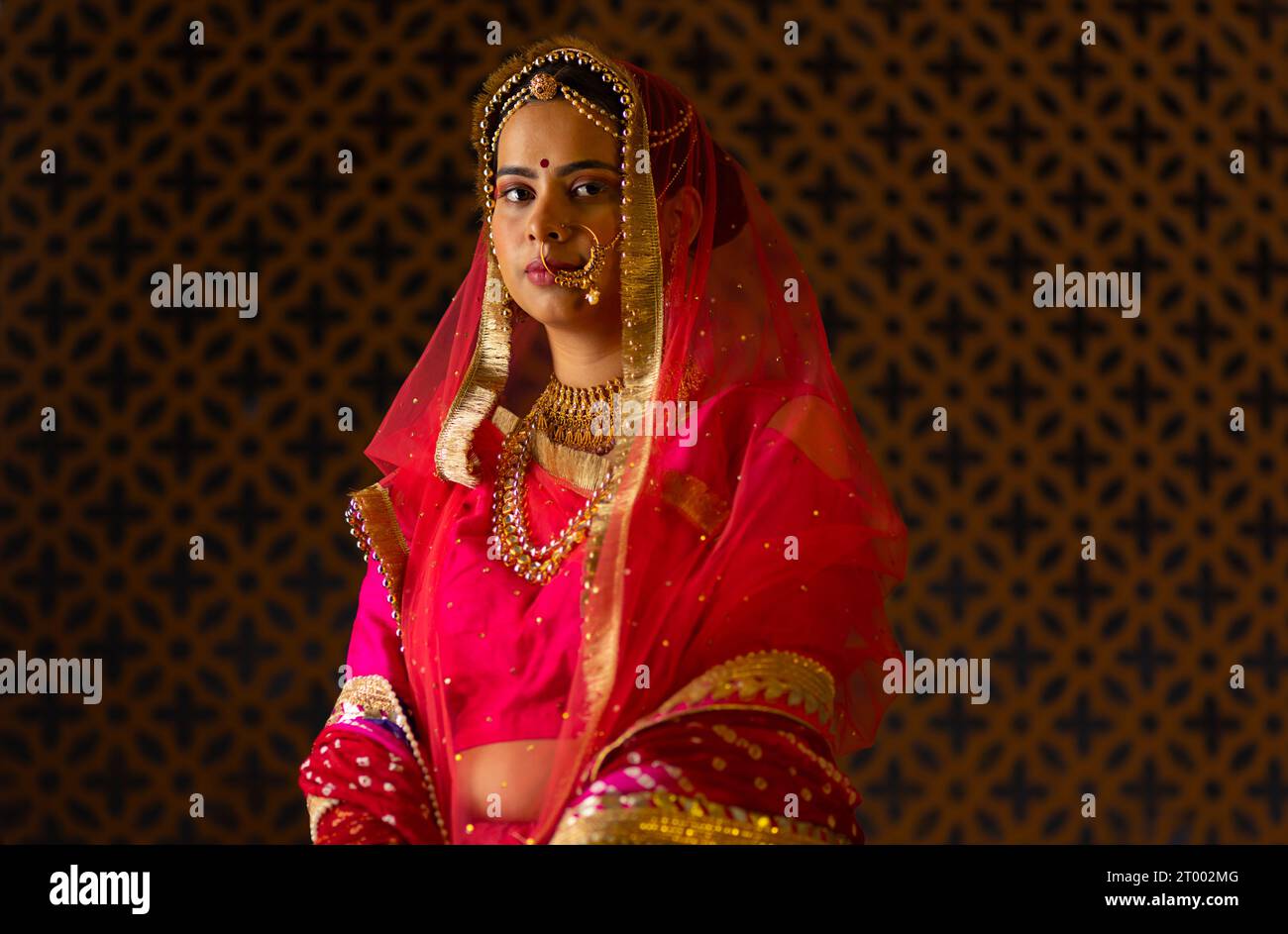 Ritratto della donna Rajput in abito tradizionale Foto Stock