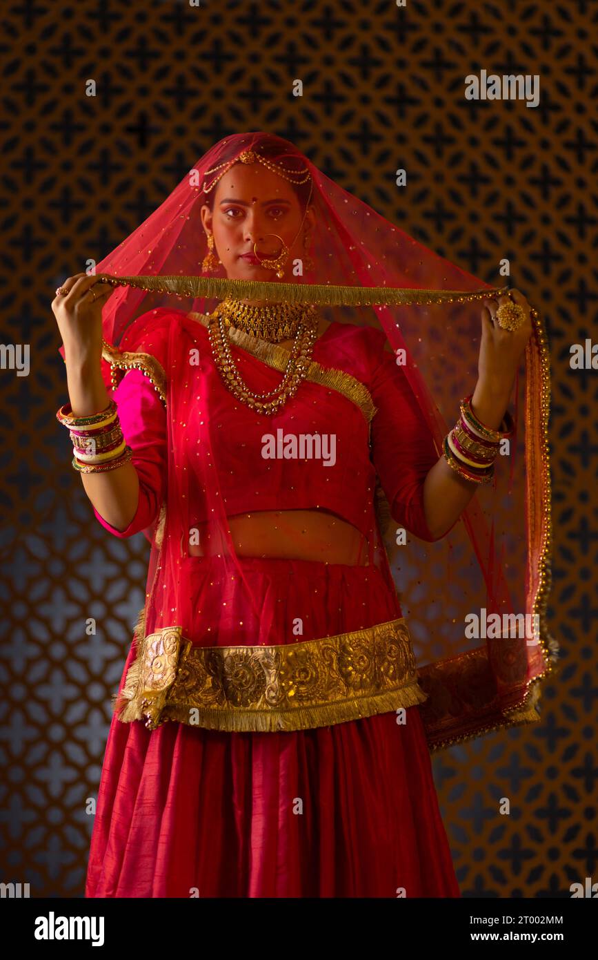 Ritratto della donna Rajput in abito tradizionale Foto Stock