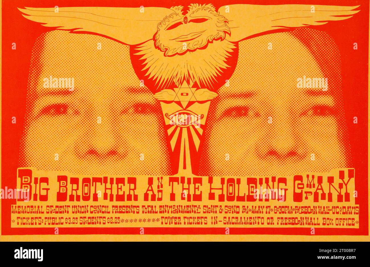 Janis Joplin - Big Brother and the Holding Company Freeborn Hall Concert poster (Memorial Student Union Council, 1968) Foto Stock