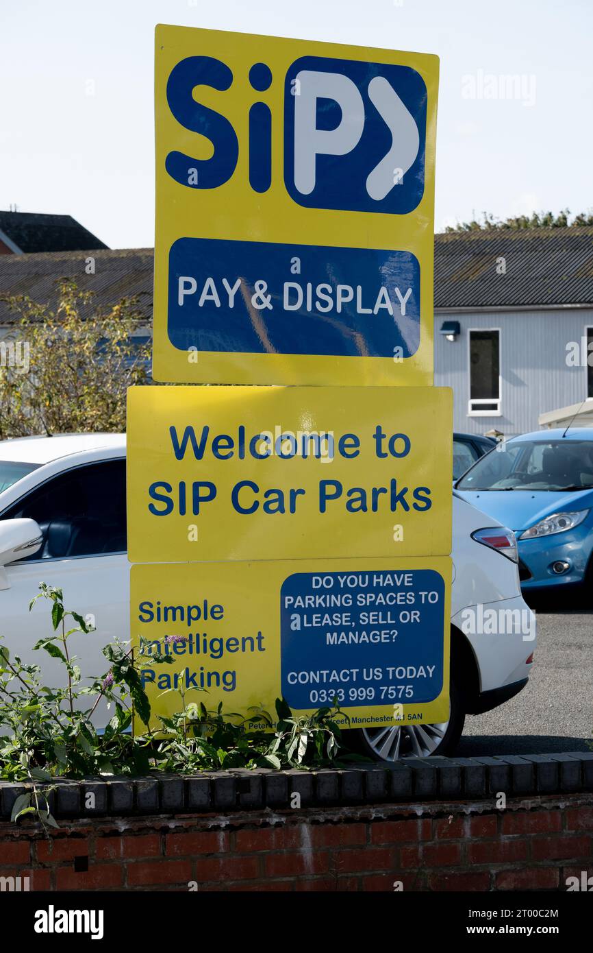 Cartello parcheggio SIP, Banbury, Oxfordshire, Inghilterra, Regno Unito Foto Stock