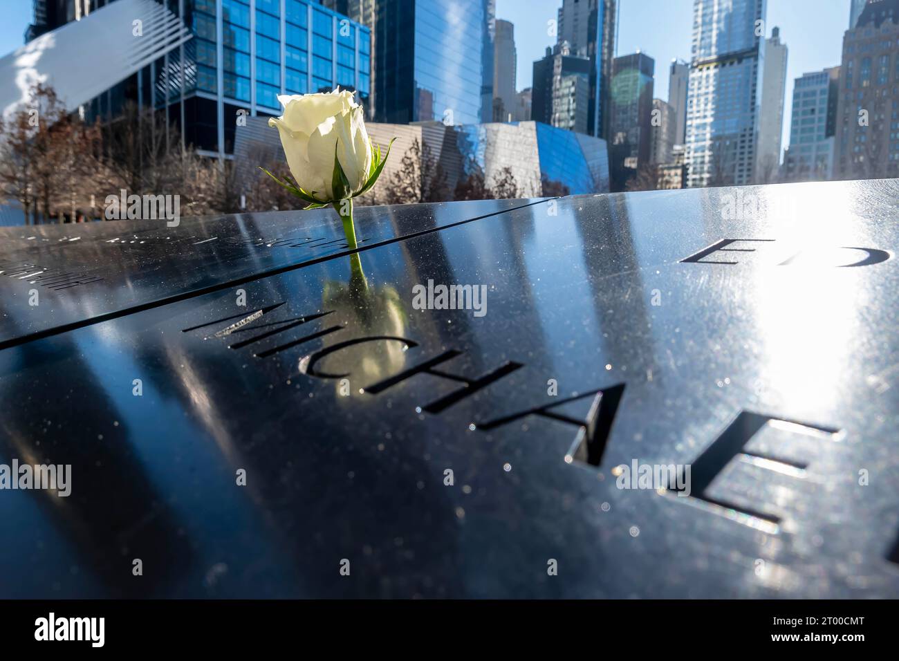 911 Memorial a New York per commemorare gli attentati dell'11 settembre 2001 Foto Stock