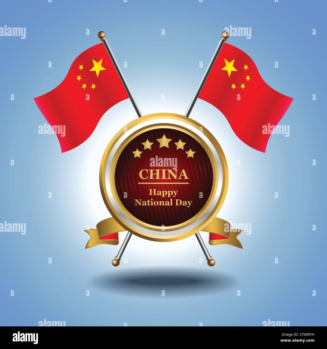 Piccola bandiera nazionale Cina su cerchio con sfondo blu garadasi Illustrazione Vettoriale