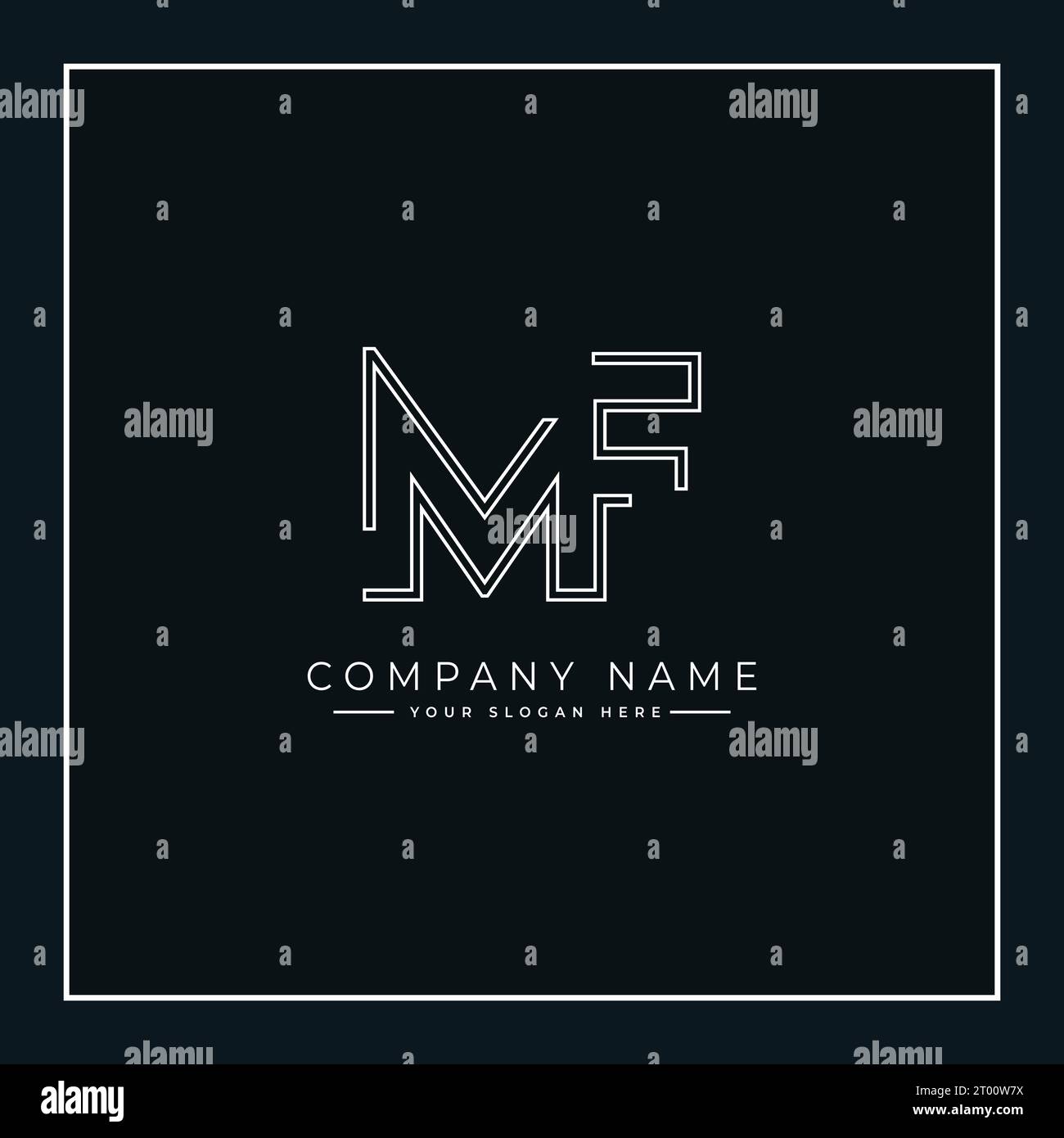 Logo MF in lettere astratte - modello monogramma iniziale per l'alfabeto M e F. Illustrazione Vettoriale
