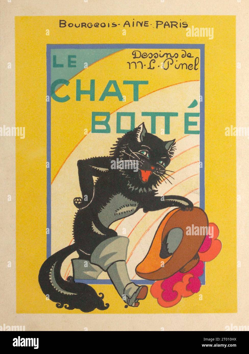 Copertina del libro "le chat botté" di Marie-Louise Pinel, pubblicato da Bourgeois Ainé nel 1890. Foto Stock