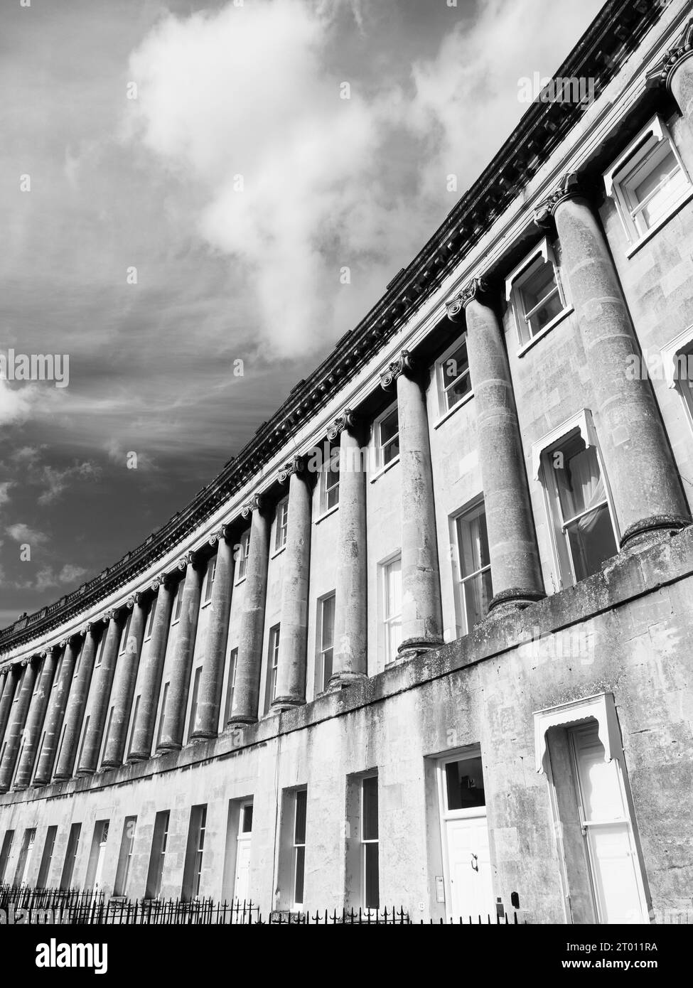 Black and White Landscape, The Royal Crescent, Bath, Somerset, Inghilterra, REGNO UNITO, REGNO UNITO. Foto Stock