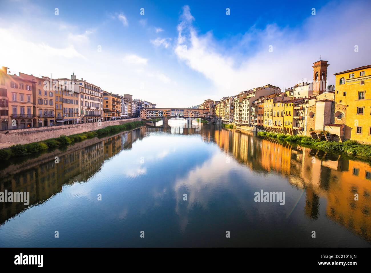 Ponte Vecchio e Firenze Mare vista sunrise, Regione Toscana Italia Foto Stock