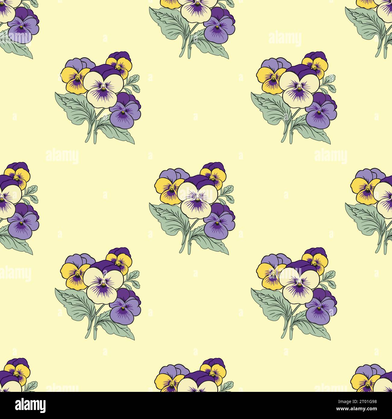 Stile piatto fiore motivo senza cuciture, design vettoriale, Illustrazione Vettoriale