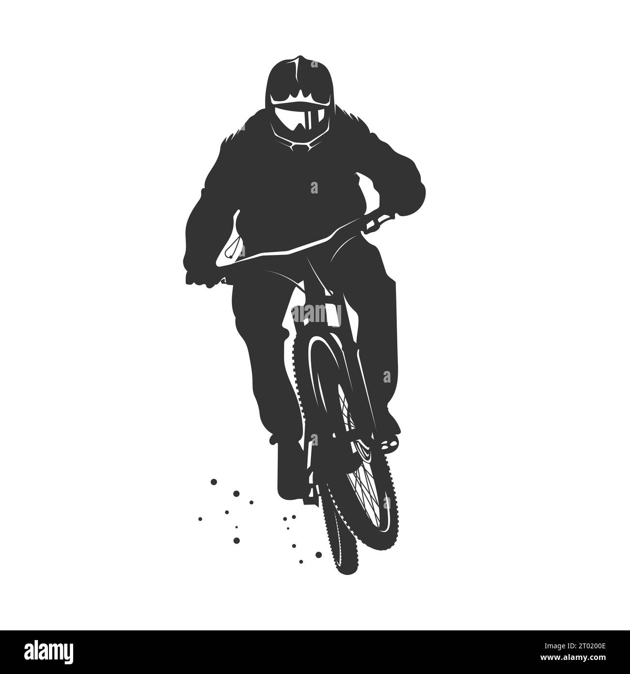 Vista frontale per mountain bike. MTB, enduro, Downhill, silhouette vettoriale. Illustrazione Vettoriale