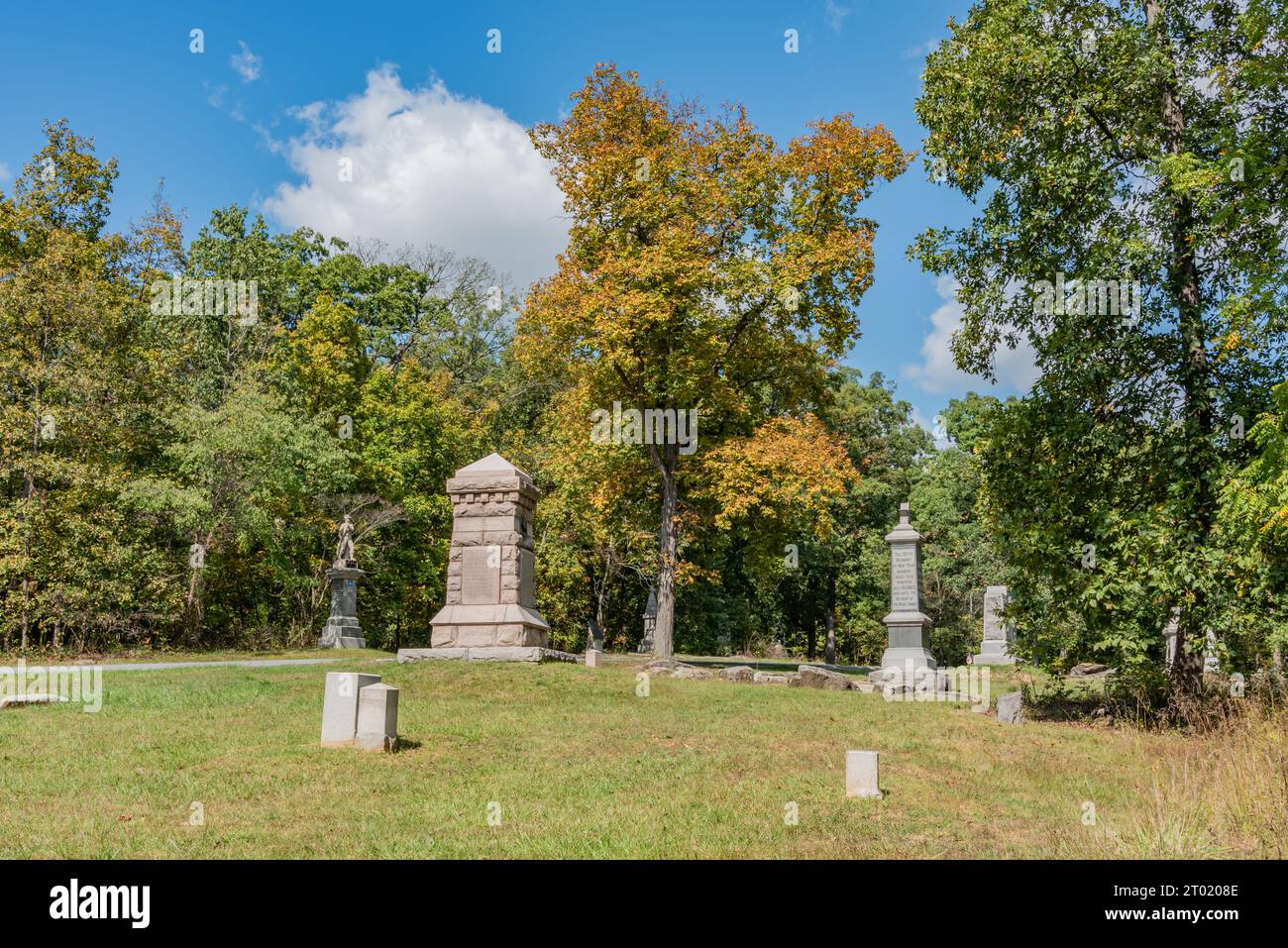 Una passeggiata autunnale su Culps Hill, Gettysburg, Pennsylvania, USA Foto Stock