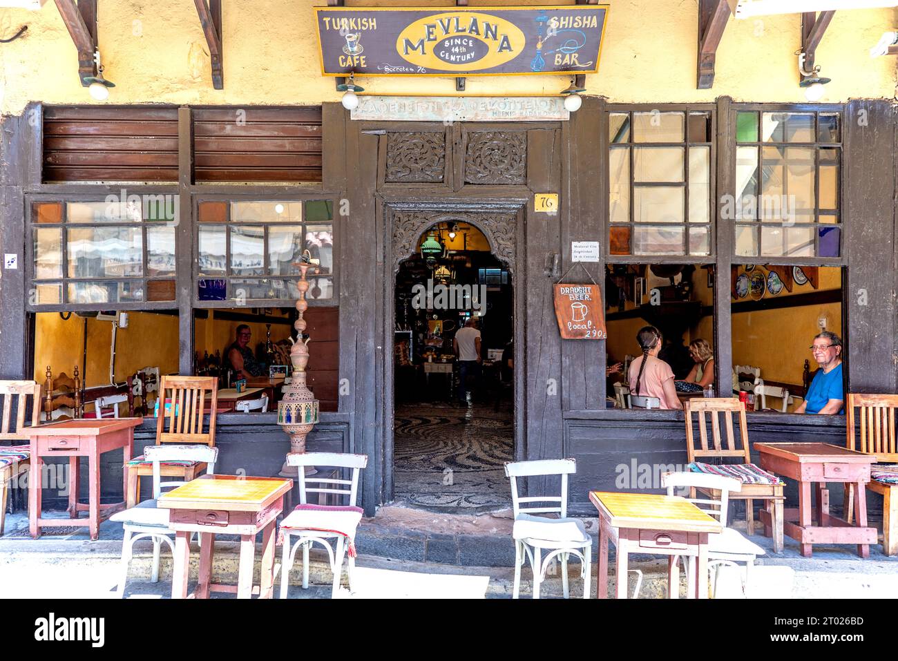 Il Mevlana Smoking Shop and Cafe a Rodi, Grecia Foto Stock