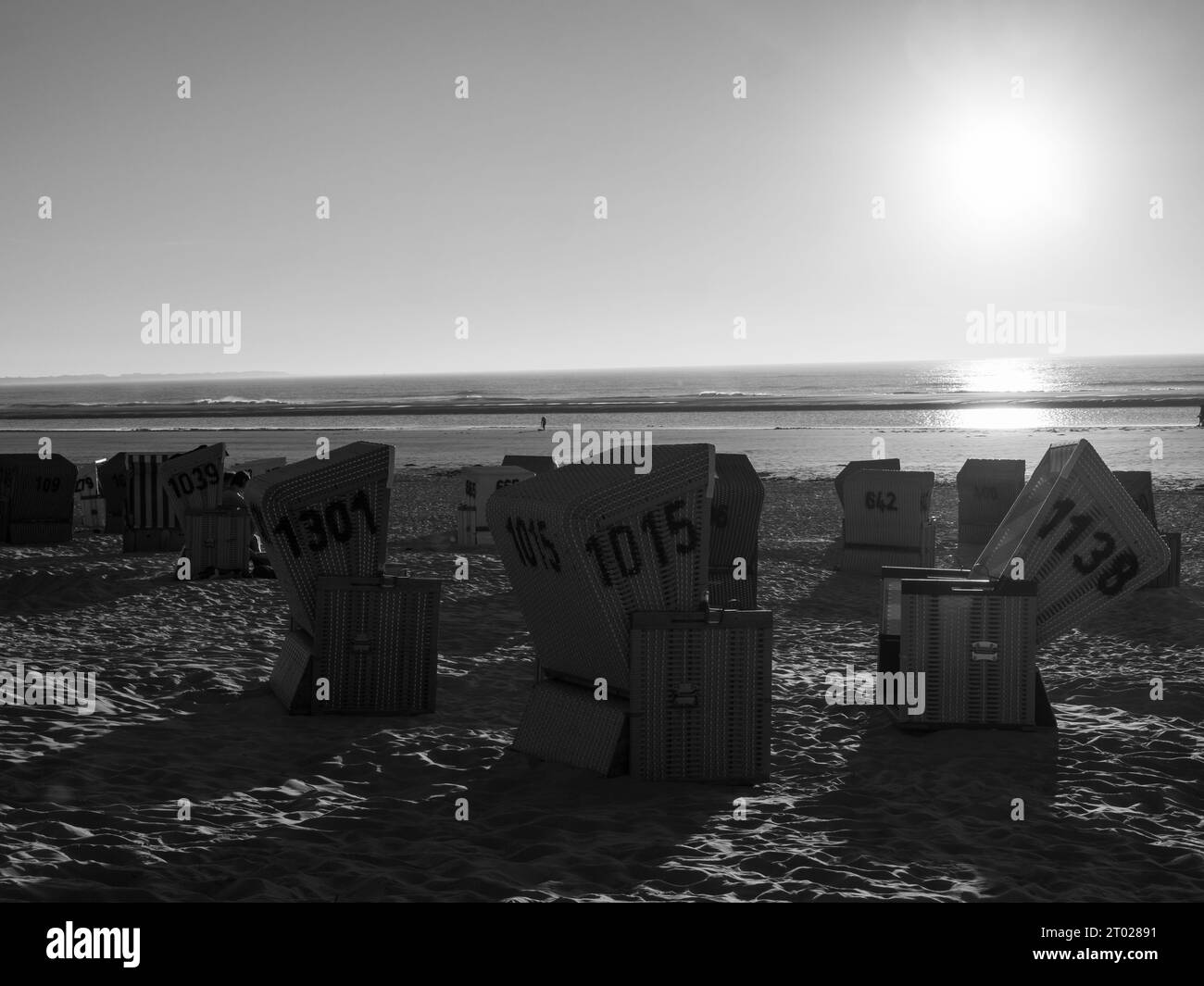 tramonto sulla spiaggia di langeoog Foto Stock