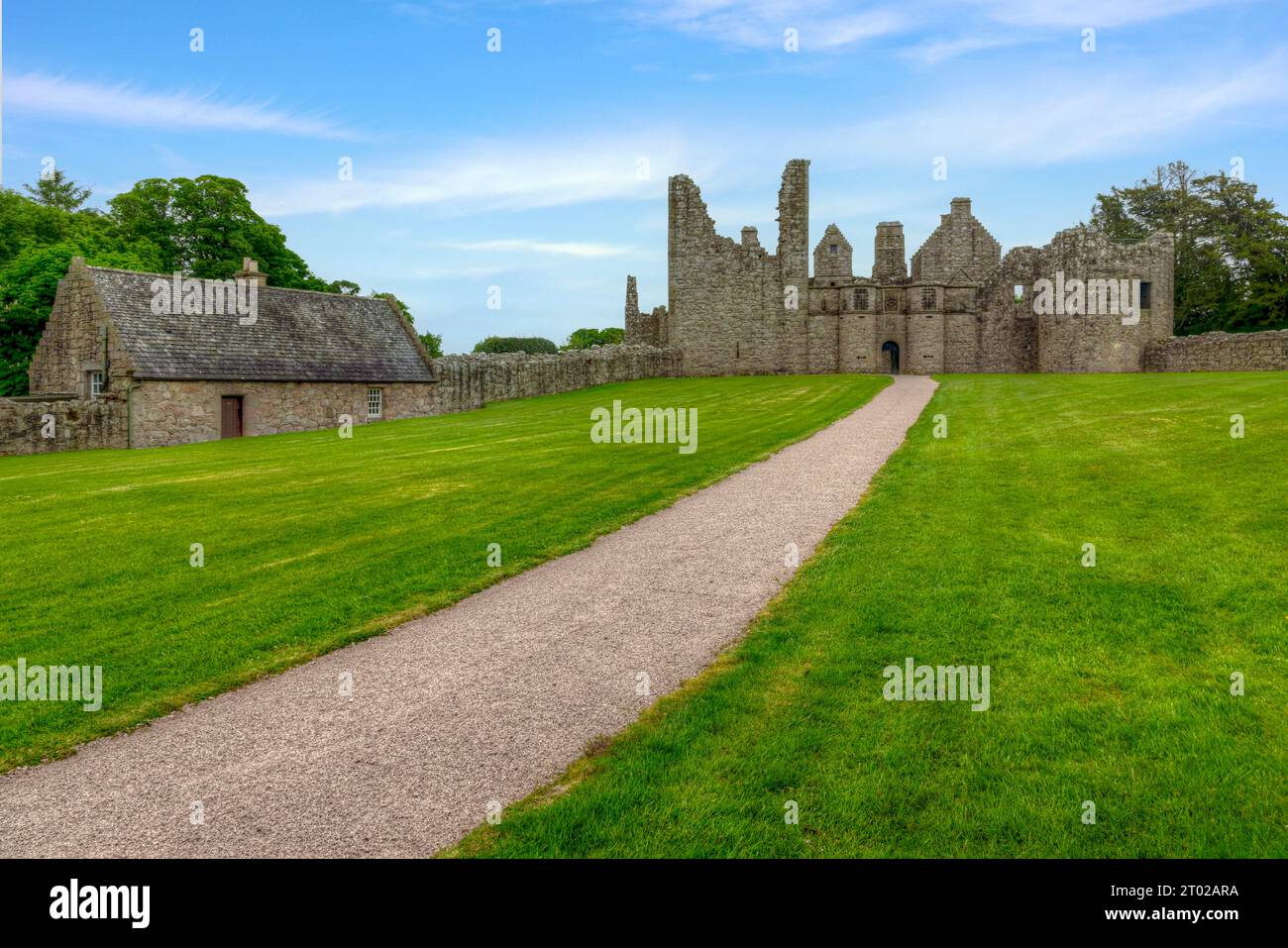 Le rovine del castello di Tolquhon vicino a Ellon nell'Aberdeenshire, in Scozia. Foto Stock