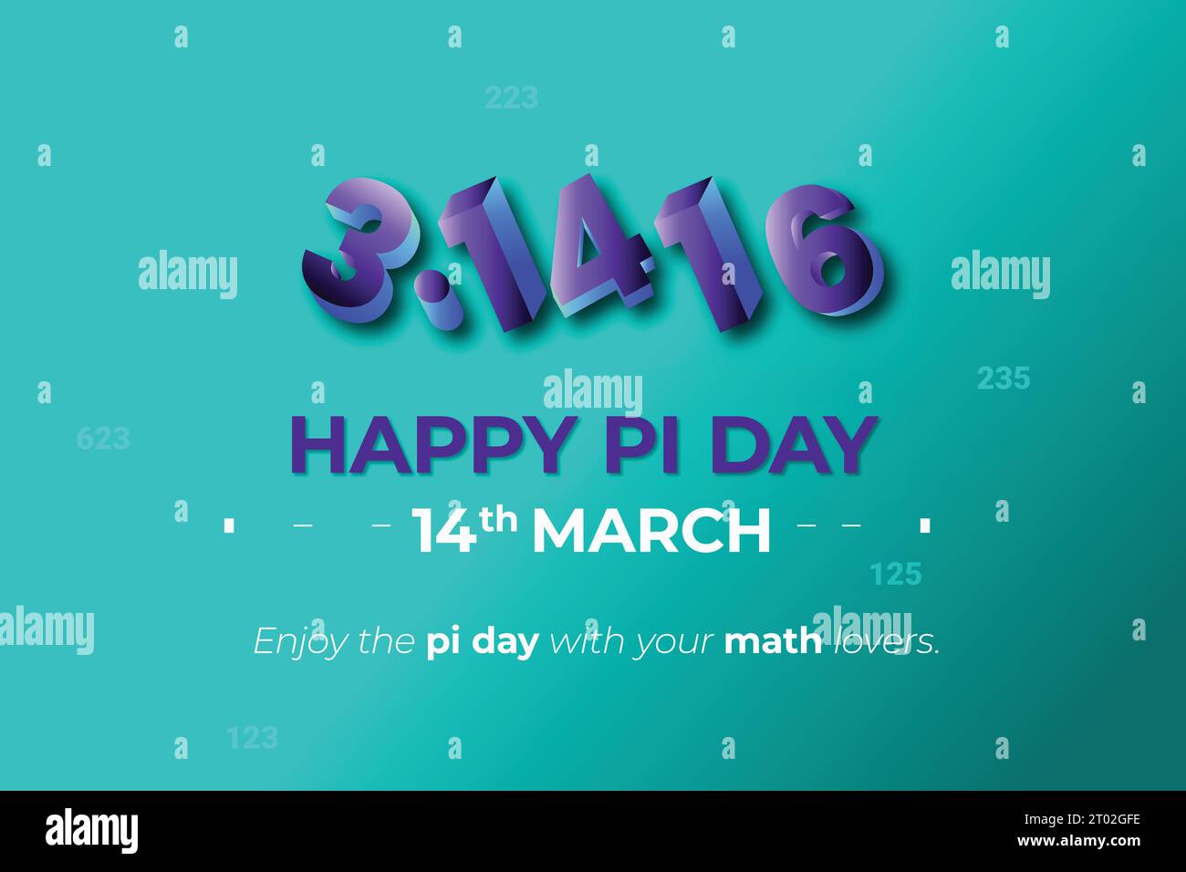 felice giorno pi con numero 3d con sfondo a colori sfumati con modello vettoriale Illustrazione Vettoriale