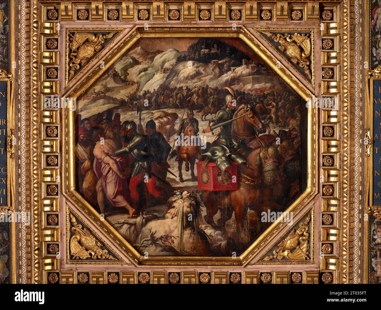 Sconfitta dei veneziani in Casentino, dipinto di Giorgio Vasari Foto Stock