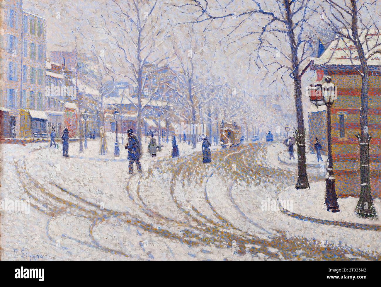 Snow, Boulevard de Clichy, Parigi (1886), dipinto di Paul Signac Foto Stock