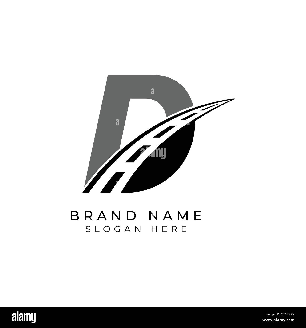 Logo lettera D asfalto per l'identità. Illustrazione del vettore del modello di costruzione per il marchio Illustrazione Vettoriale
