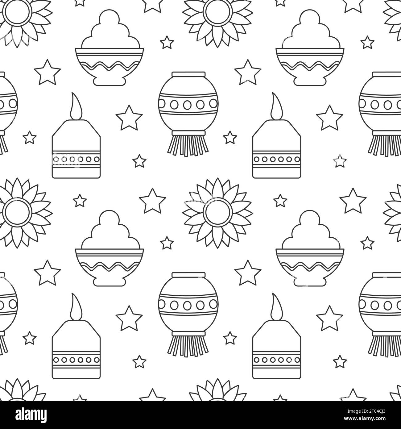 Happy Diwali Seamless Pattern Illustration Design con Light Festival of India Ornament in Cartoon Hand Drawn Template Illustrazione Vettoriale