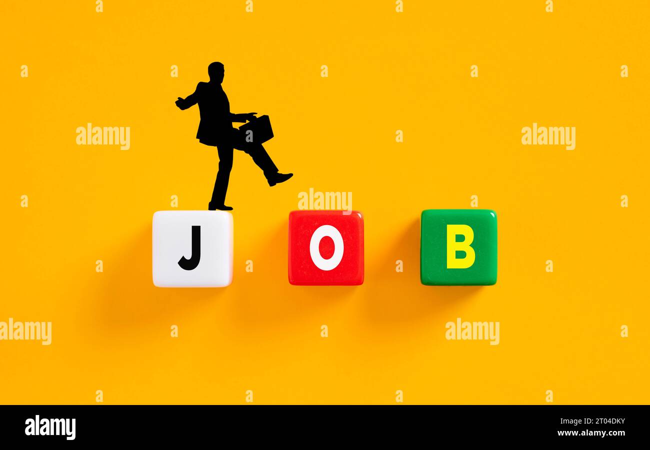 Ricerca di lavoro e ricerca di un lavoro. Provare diversi lavori. Cambiamento di carriera e inizio di una nuova carriera. Foto Stock