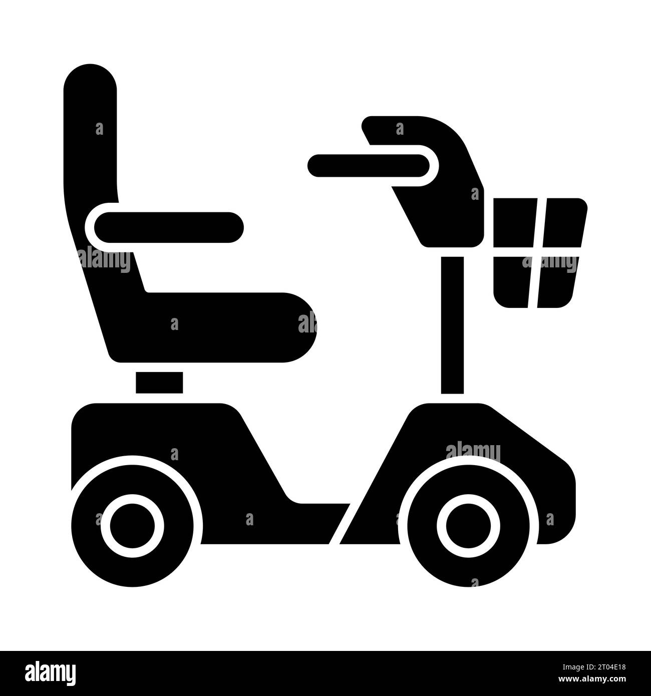 Icona nera di scooter da mobilità in stile semplice a glifo 2D. Illustrazione Vettoriale