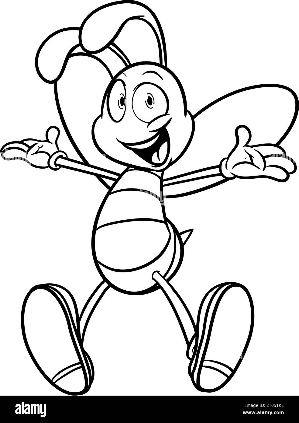 Carino cartone animato Bee Happy Moment colorando le pagine Foto Stock