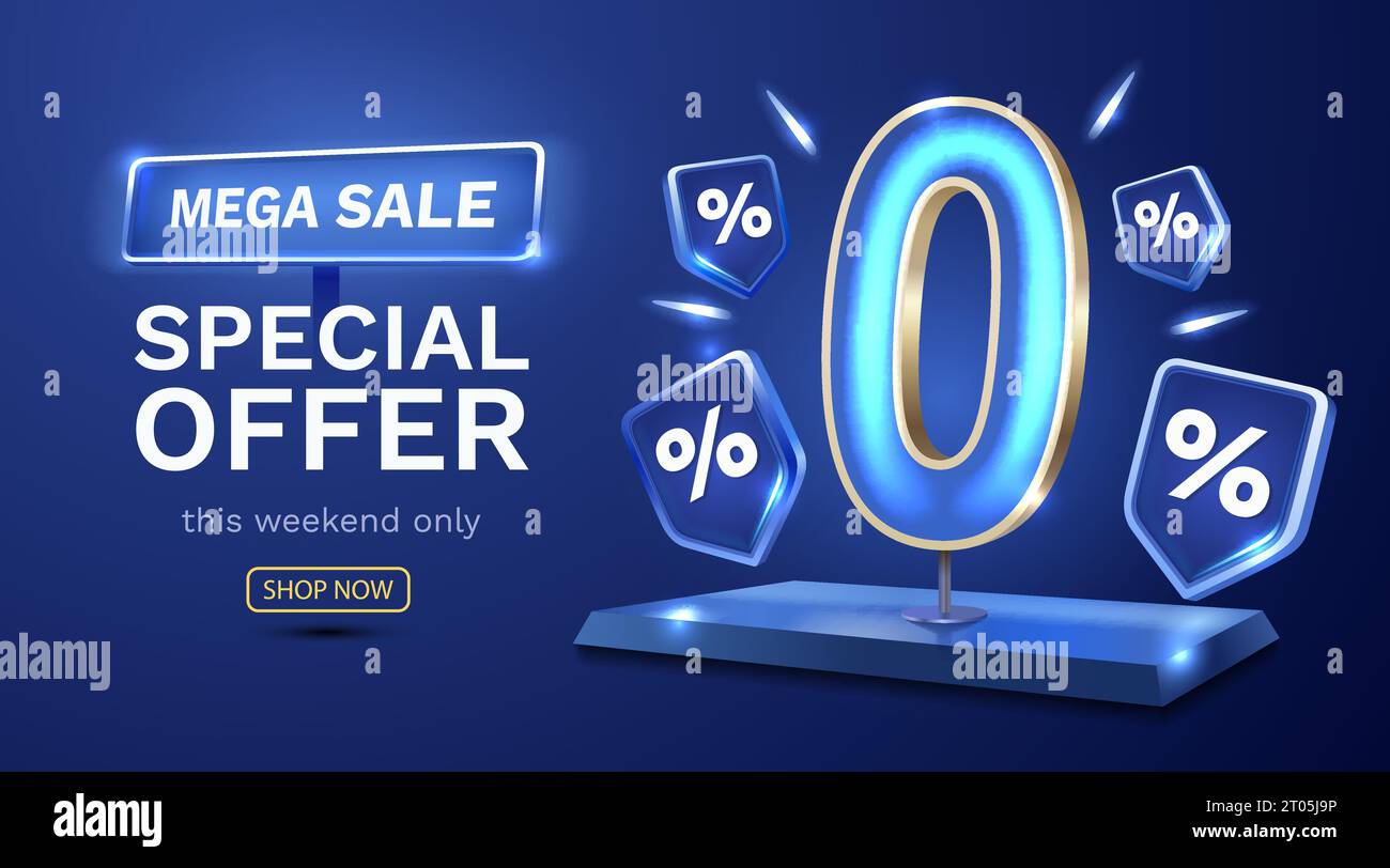 Zero commissioni, offerta limitata, zero percento. Promozione cartello. Vettore Illustrazione Vettoriale