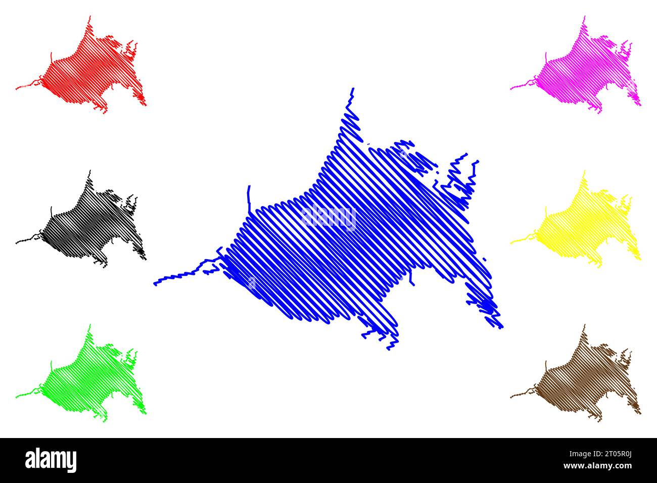 Illustrazione vettoriale della mappa del lago Ilmen (Russia, Federazione russa, Novgorod Oblast), schizzo della mappa Ilmen Illustrazione Vettoriale