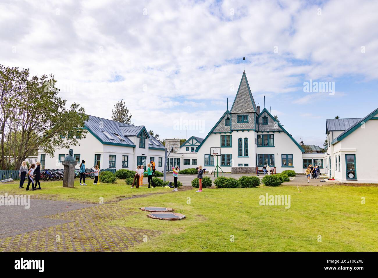 Scuola islandese; Landakotsskoli (la scuola Landakot), Reykjavik Islanda, una scuola che fornisce istruzione a 200 bambini nel centro della città di Reykjavik. Foto Stock